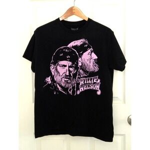Vintage Willie Nelson Purple Graphic Black Oversized Boxy Unisex T-Shirt Size S